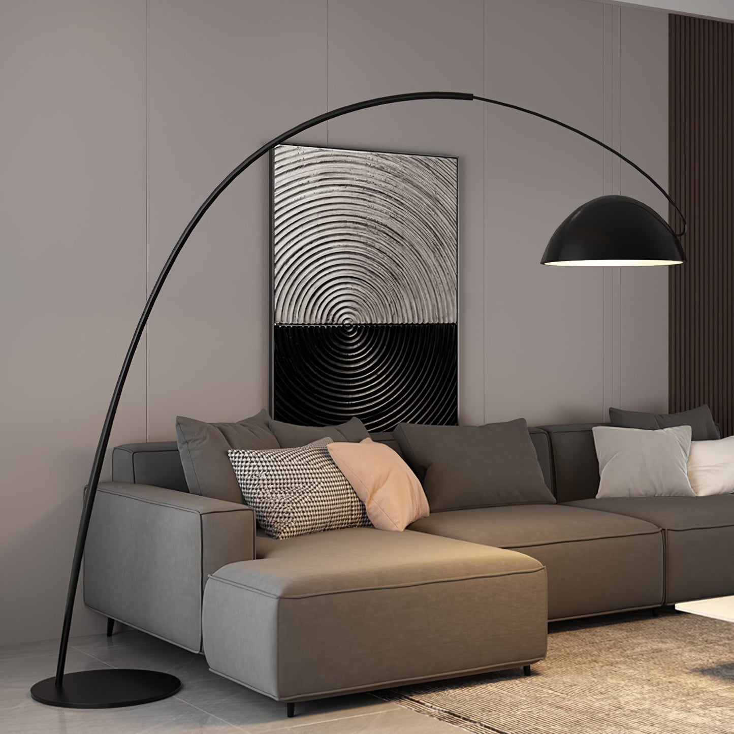 Lampa podłogowa łukowa E27 z regulowanym ramieniem, oświetlenie do wnętrz