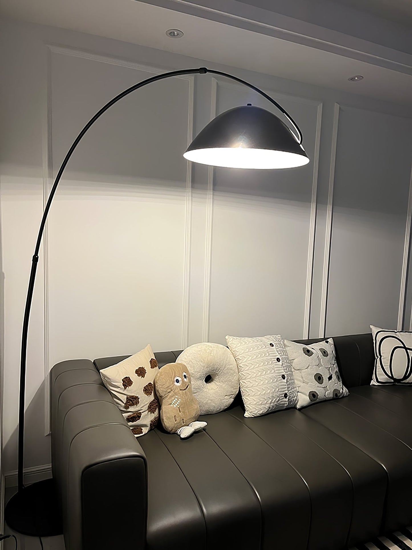 Lampa podłogowa łukowa E27 z regulowanym ramieniem, oświetlenie do wnętrz