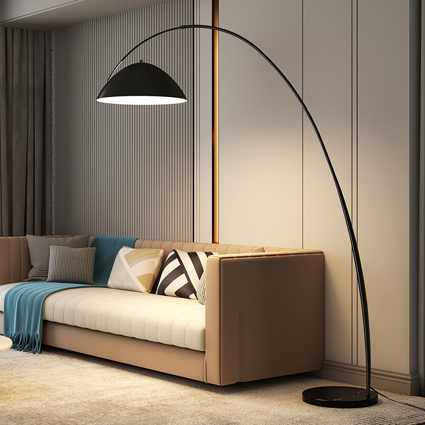 Lampa podłogowa łukowa E27 z regulowanym ramieniem, oświetlenie do wnętrz