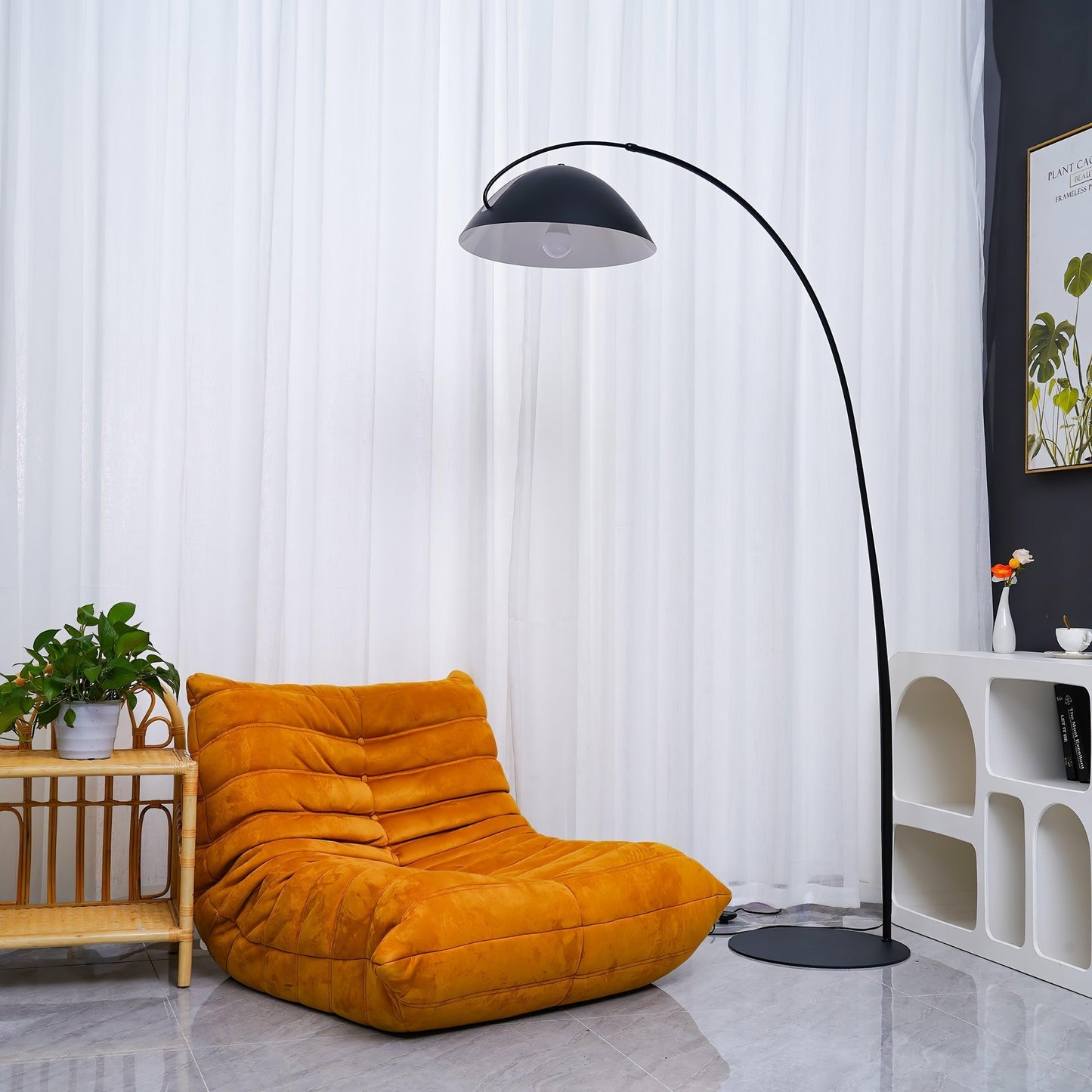 Lampa podłogowa łukowa E27 z regulowanym ramieniem, oświetlenie do wnętrz