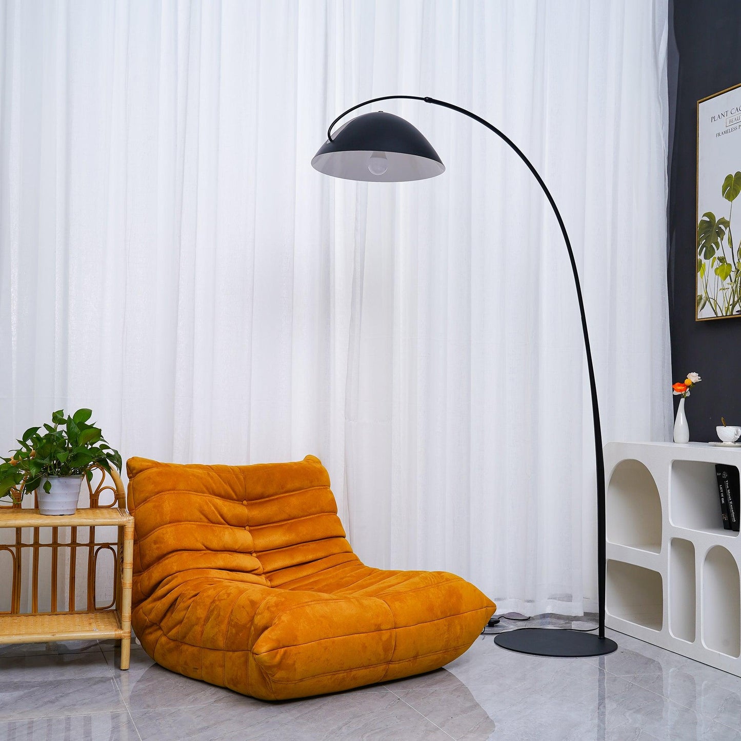 Lampa podłogowa łukowa E27 z regulowanym ramieniem, oświetlenie do wnętrz