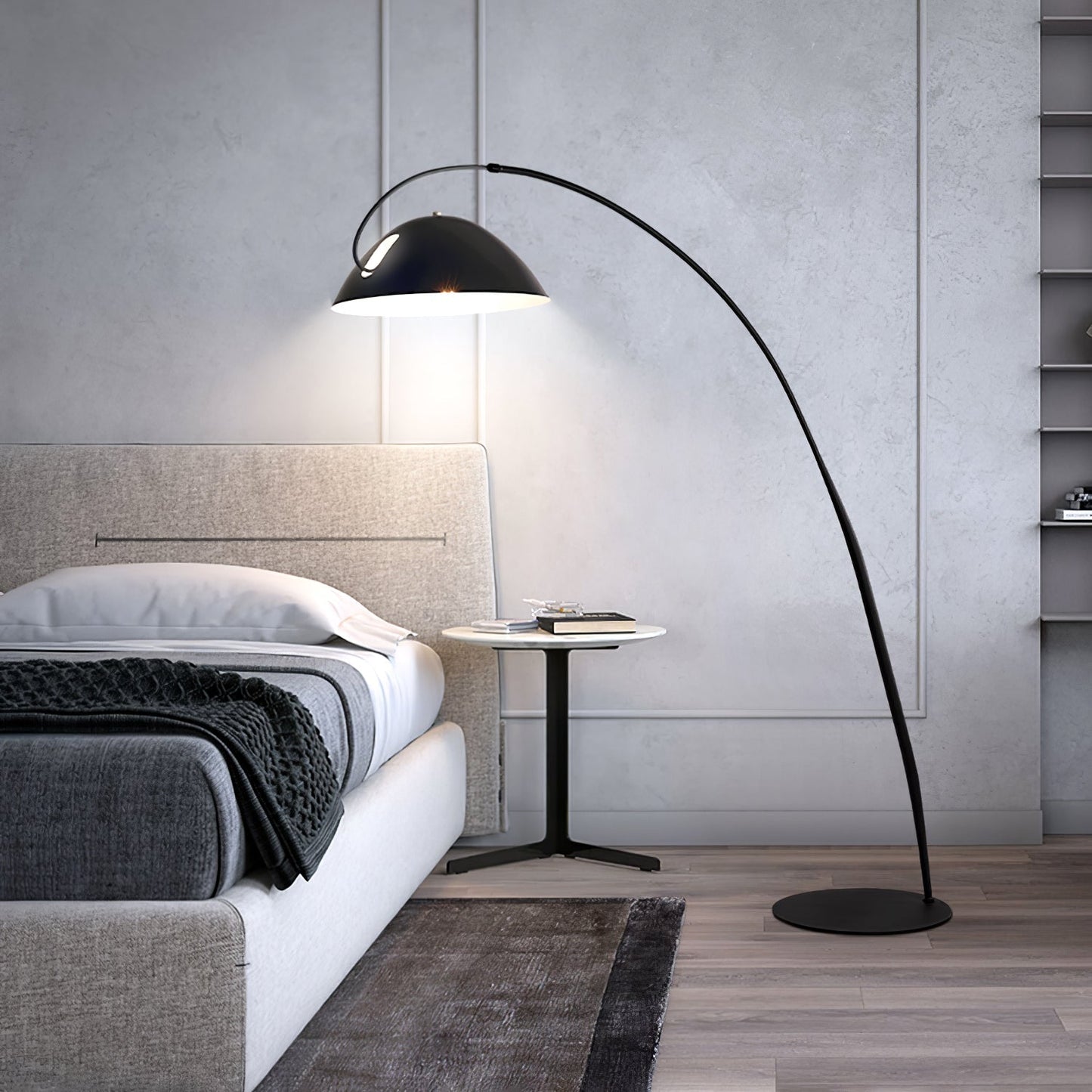 Lampa podłogowa łukowa E27 z regulowanym ramieniem, oświetlenie do wnętrz