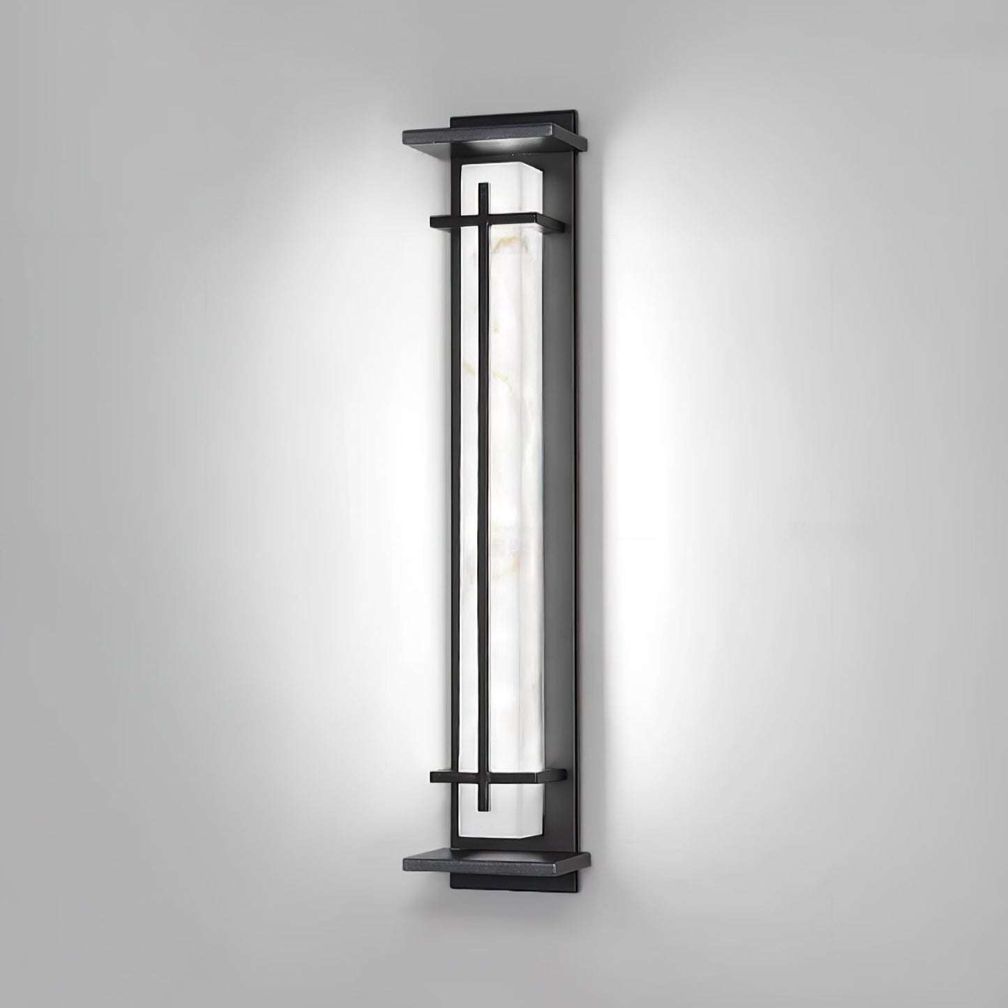 Kwadratowa lampa ścienna LED z obudową ze stali nierdzewnej i kamienia do oświetlenia zewnętrznego