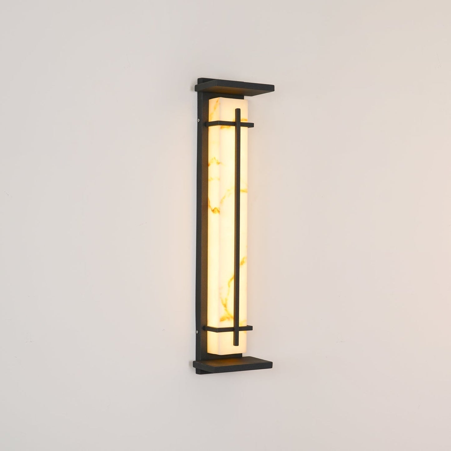 Kwadratowa lampa ścienna LED z obudową ze stali nierdzewnej i kamienia do oświetlenia zewnętrznego