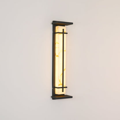 Kwadratowa lampa ścienna LED z obudową ze stali nierdzewnej i kamienia do oświetlenia zewnętrznego