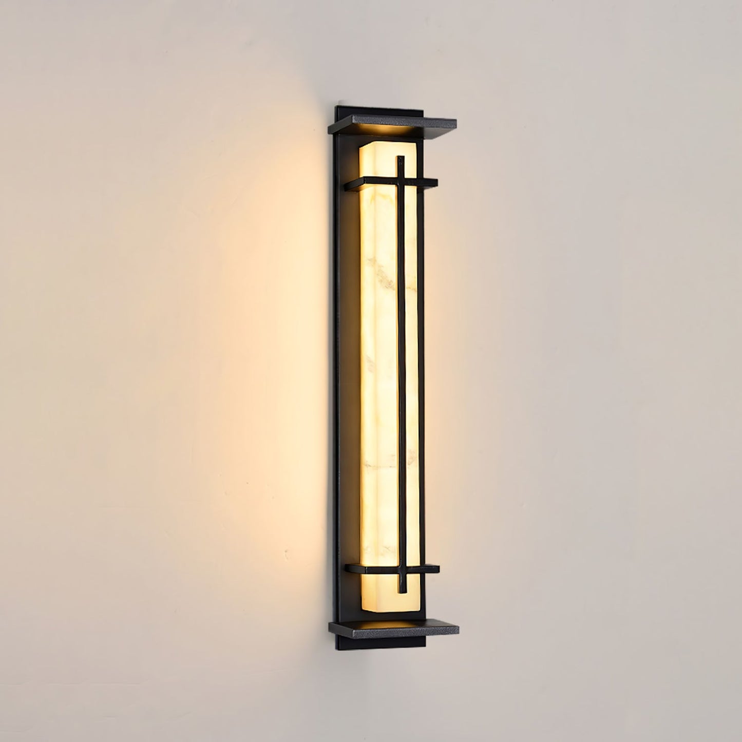 Kwadratowa lampa ścienna LED z obudową ze stali nierdzewnej i kamienia do oświetlenia zewnętrznego