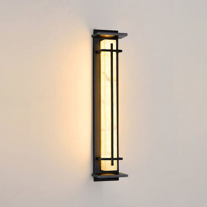 Kwadratowa lampa ścienna LED z obudową ze stali nierdzewnej i kamienia do oświetlenia zewnętrznego