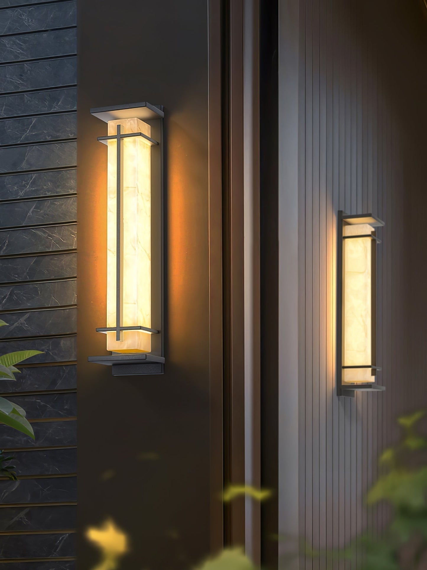 Kwadratowa lampa ścienna LED z obudową ze stali nierdzewnej i kamienia do oświetlenia zewnętrznego