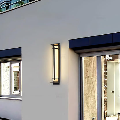 Kwadratowa lampa ścienna LED z obudową ze stali nierdzewnej i kamienia do oświetlenia zewnętrznego