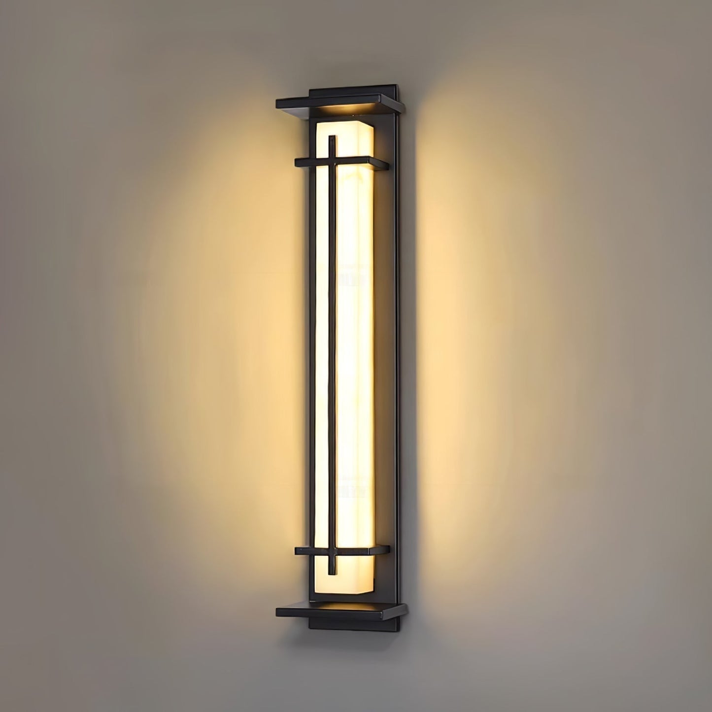 Kwadratowa lampa ścienna LED z obudową ze stali nierdzewnej i kamienia do oświetlenia zewnętrznego