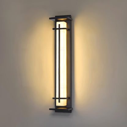 Kwadratowa lampa ścienna LED z obudową ze stali nierdzewnej i kamienia do oświetlenia zewnętrznego