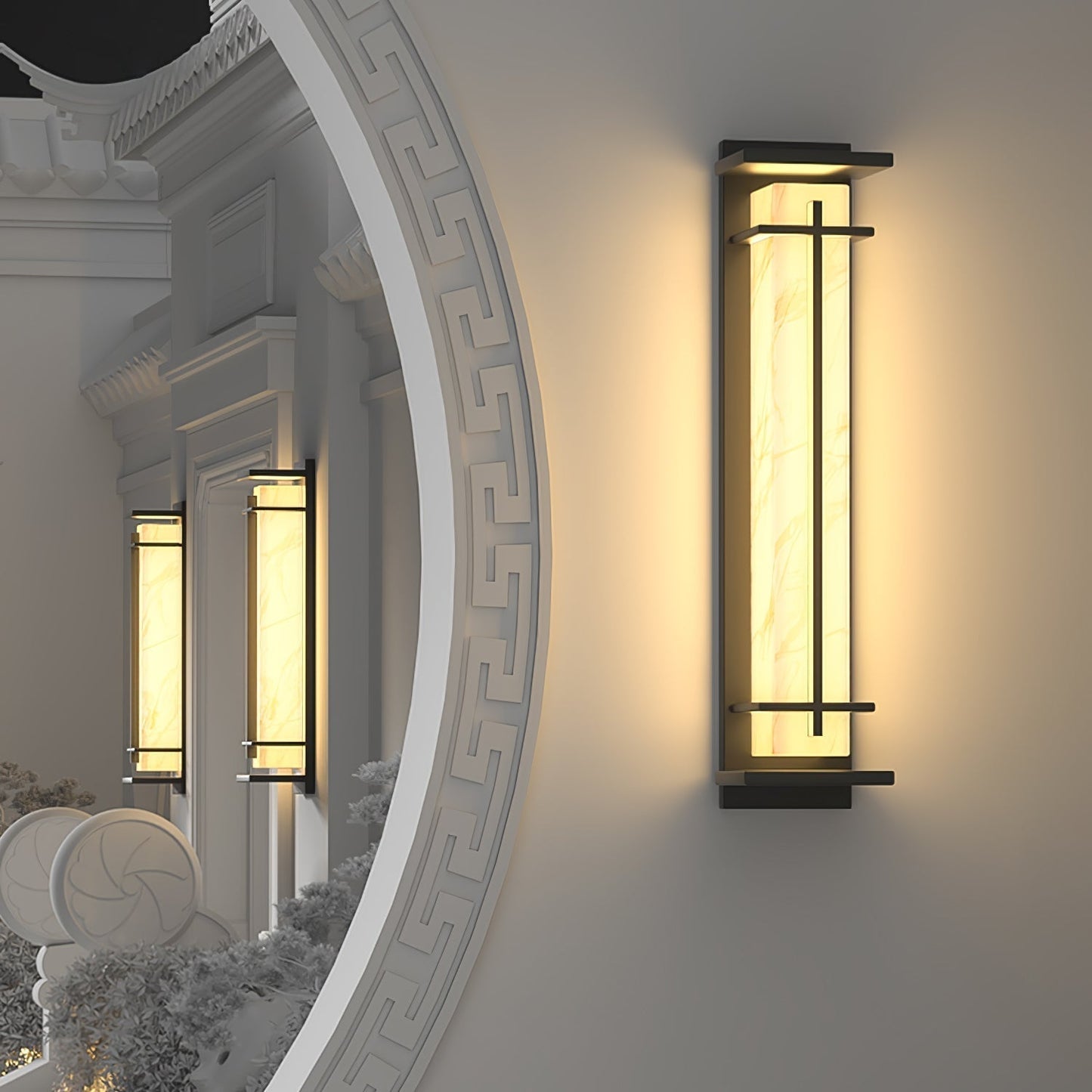 Kwadratowa lampa ścienna LED z obudową ze stali nierdzewnej i kamienia do oświetlenia zewnętrznego