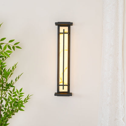Kwadratowa lampa ścienna LED z obudową ze stali nierdzewnej i kamienia do oświetlenia zewnętrznego