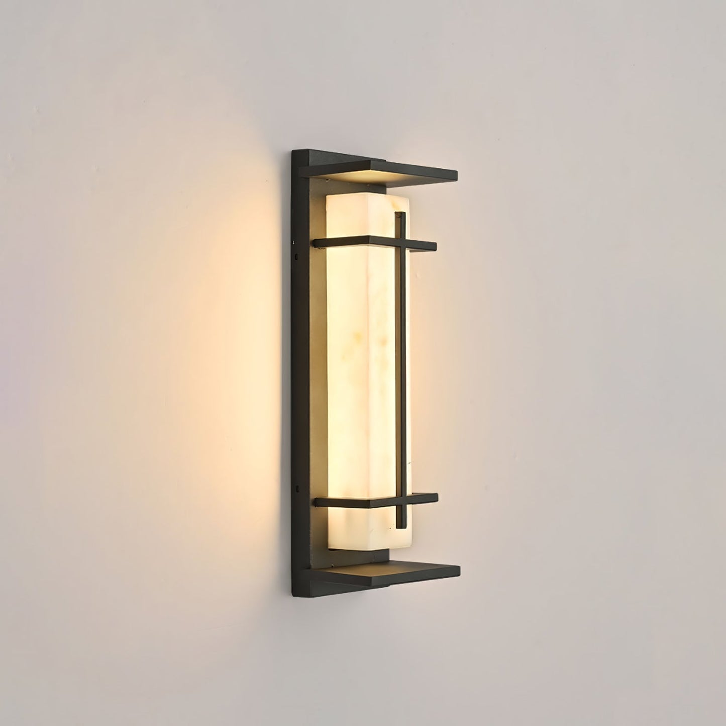 Kwadratowa lampa ścienna LED z obudową ze stali nierdzewnej i kamienia do oświetlenia zewnętrznego