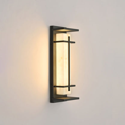 Kwadratowa lampa ścienna LED z obudową ze stali nierdzewnej i kamienia do oświetlenia zewnętrznego