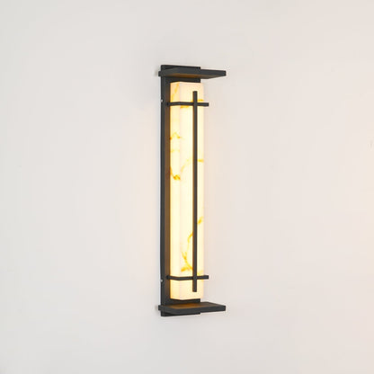 Kwadratowa lampa ścienna LED z obudową ze stali nierdzewnej i kamienia do oświetlenia zewnętrznego