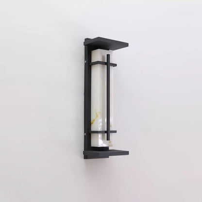 Kwadratowa lampa ścienna LED z obudową ze stali nierdzewnej i kamienia do oświetlenia zewnętrznego