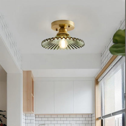 Szklana lampa sufitowa z gwintem E14 i dekoracyjnym kloszem w kształcie kwiatu