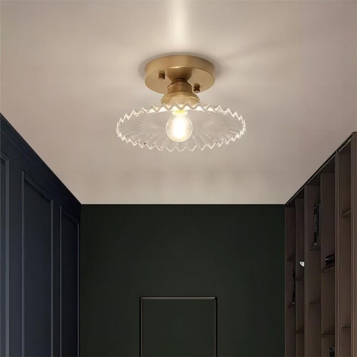 Szklana lampa sufitowa z gwintem E14 i dekoracyjnym kloszem w kształcie kwiatu