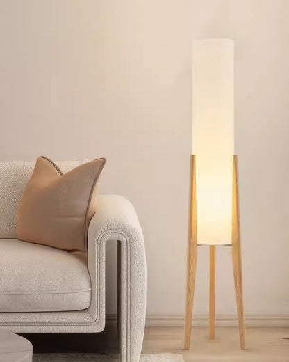 Lampa podłogowa dębowa LED E27 12W drewniana 126 cm do salonu
