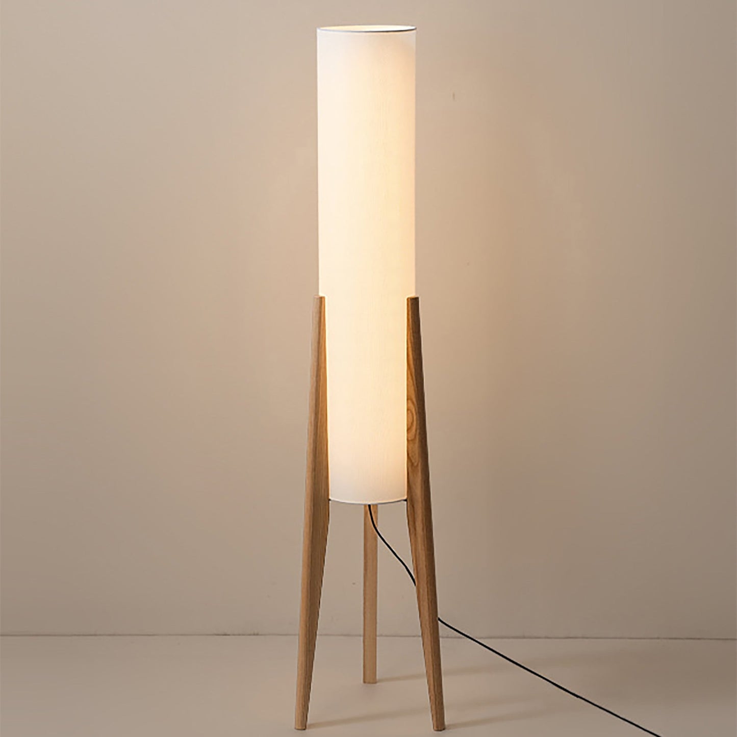 Lampa podłogowa dębowa LED E27 12W drewniana 126 cm do salonu