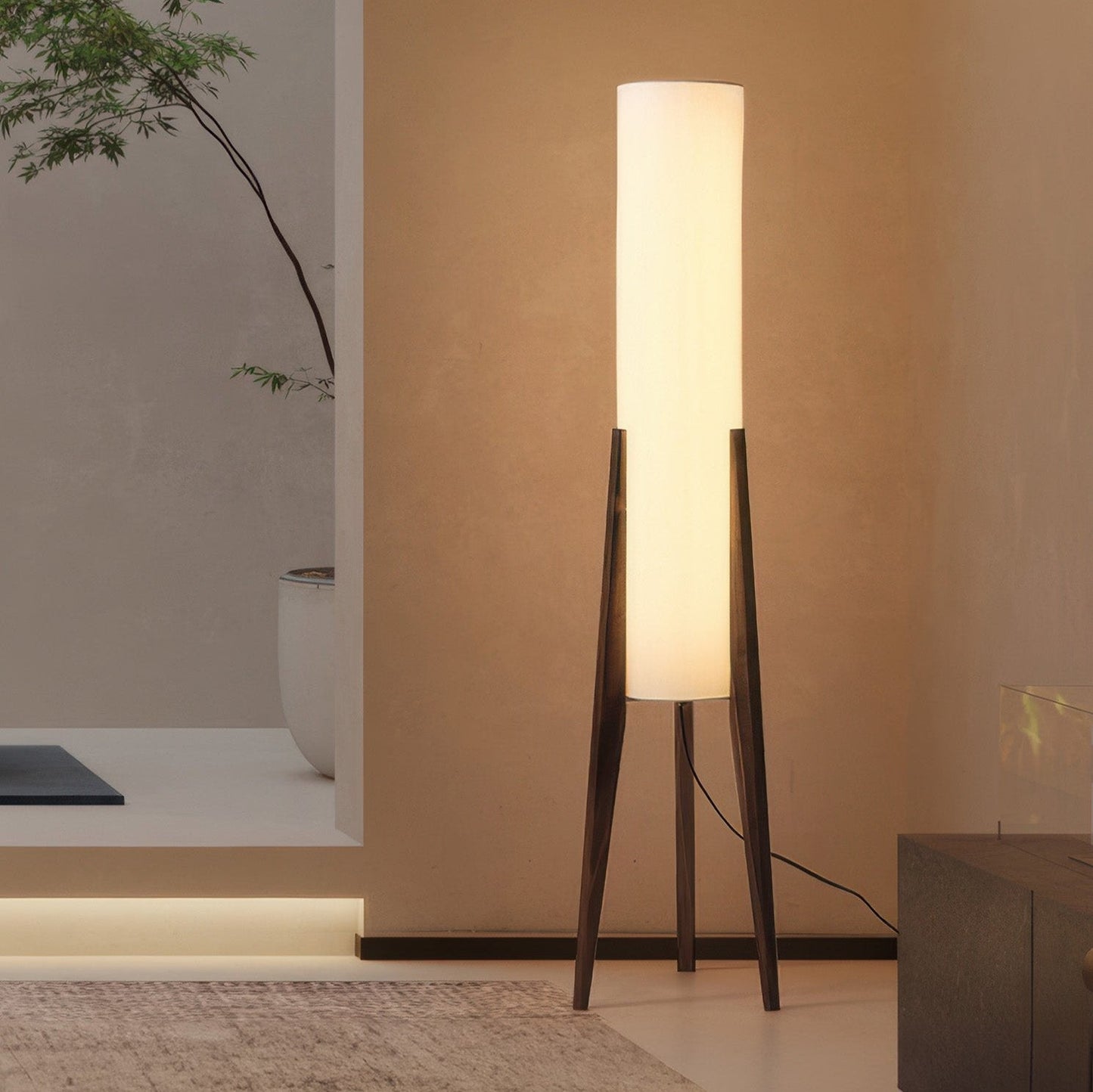 Lampa podłogowa dębowa LED E27 12W drewniana 126 cm do salonu