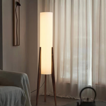 Lampa podłogowa dębowa LED E27 12W drewniana 126 cm do salonu