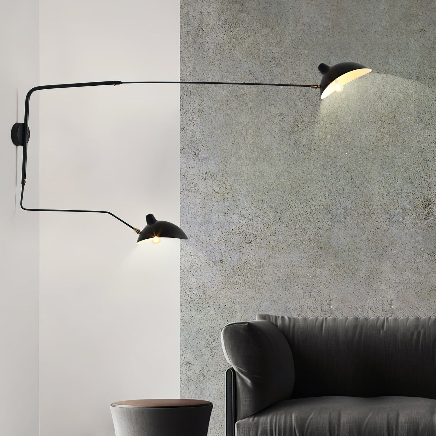 Regulowana lampa ścienna metalowa z wysięgnikiem LED E26/E27 do wnętrz