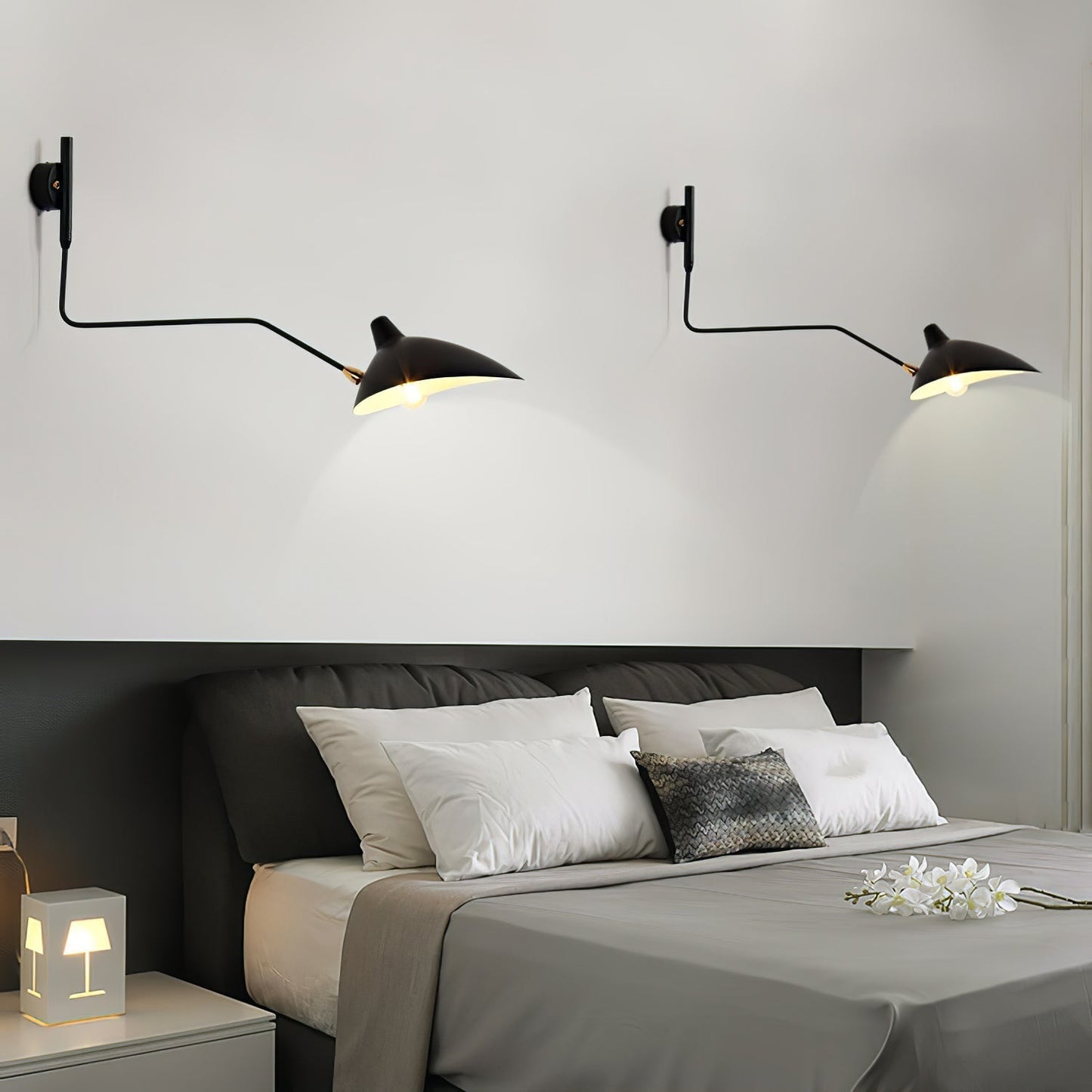 Regulowana lampa ścienna metalowa z wysięgnikiem LED E26/E27 do wnętrz