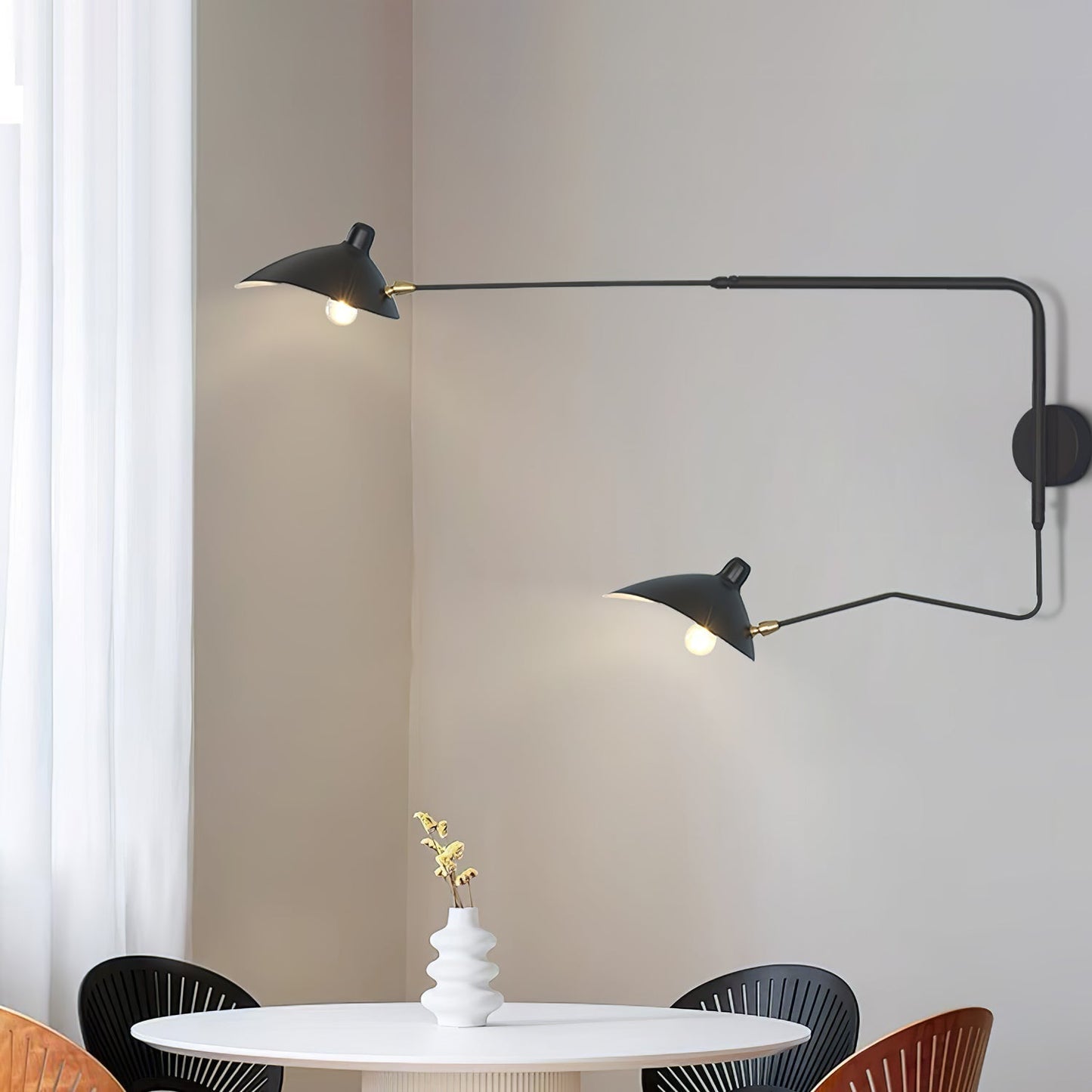 Regulowana lampa ścienna metalowa z wysięgnikiem LED E26/E27 do wnętrz