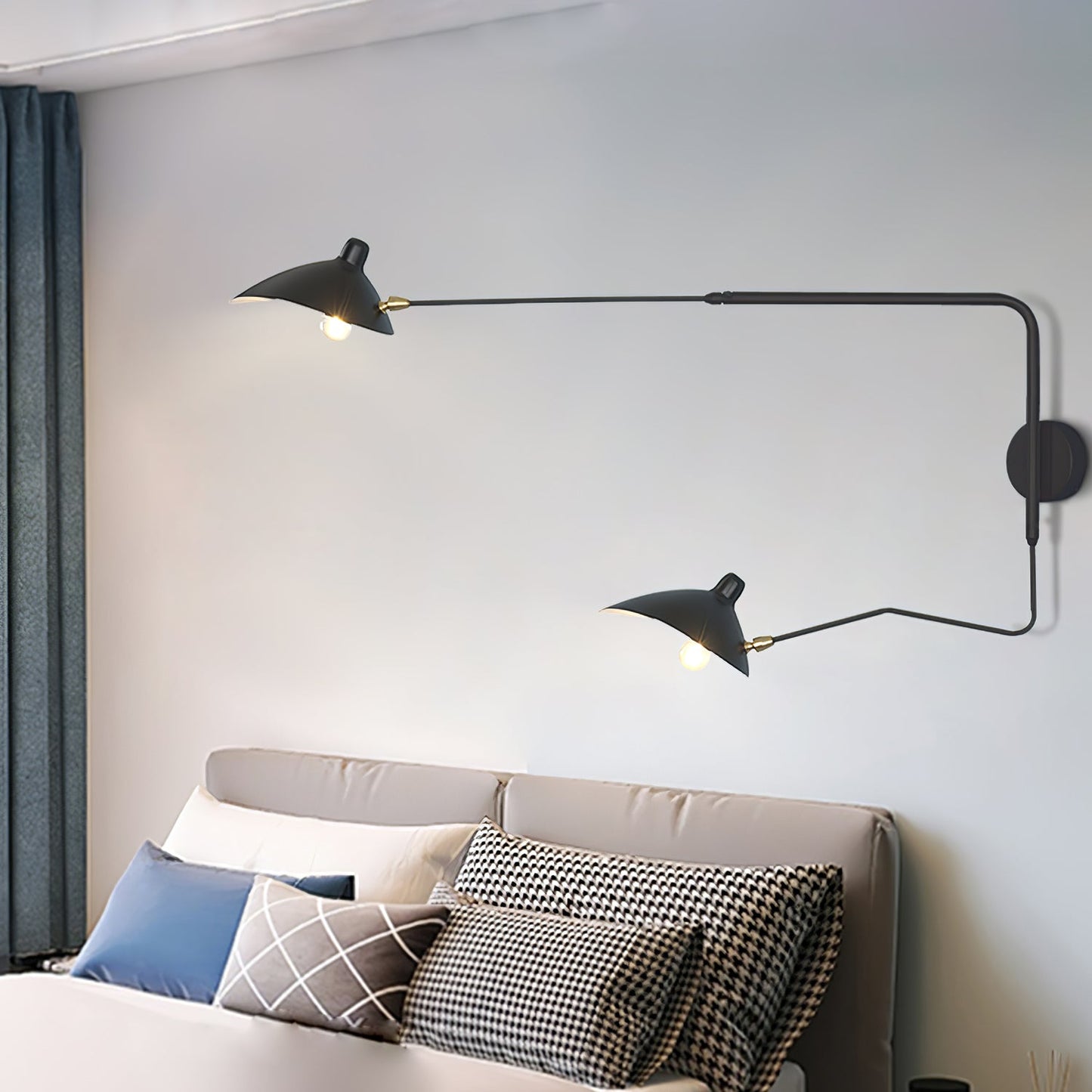 Regulowana lampa ścienna metalowa z wysięgnikiem LED E26/E27 do wnętrz