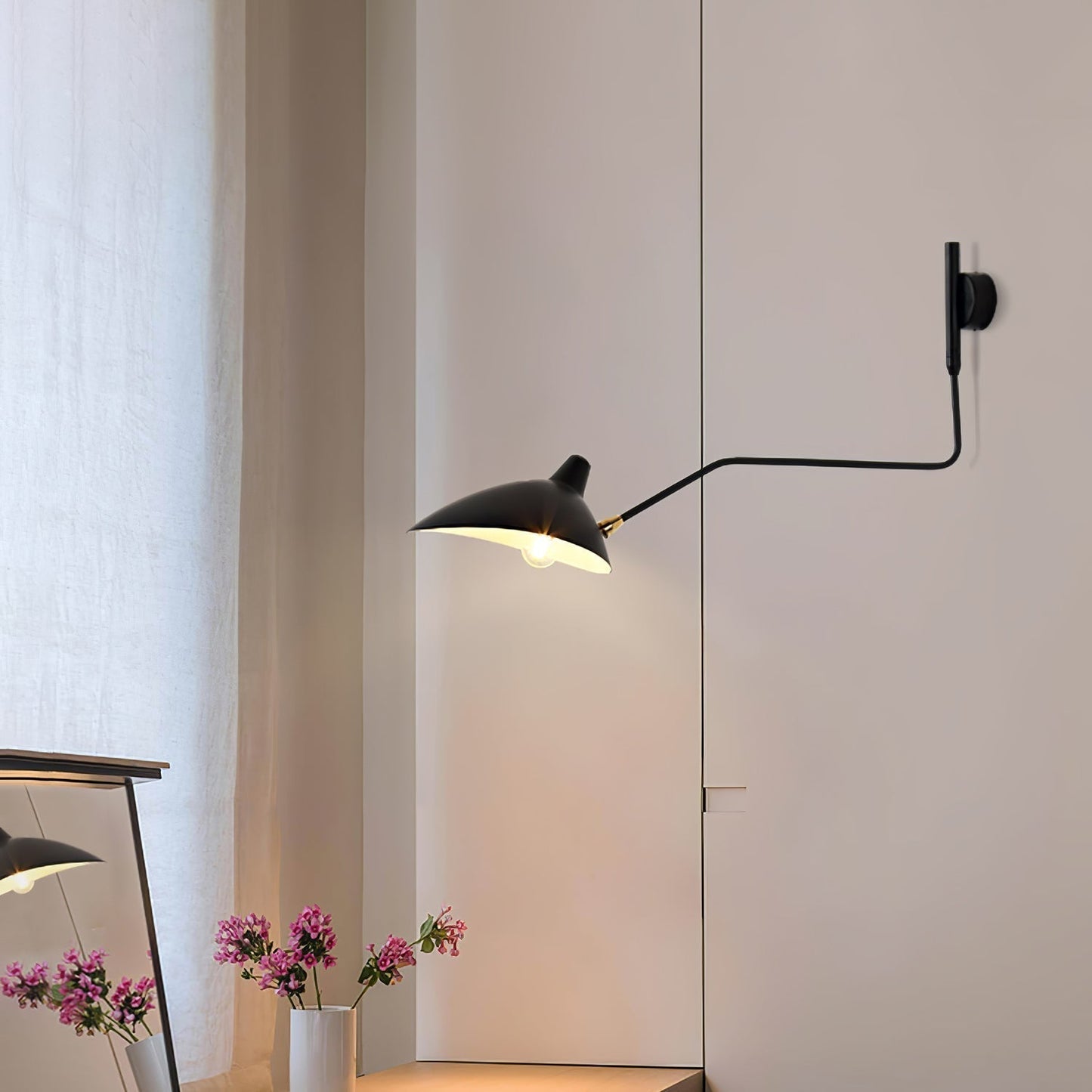 Regulowana lampa ścienna metalowa z wysięgnikiem LED E26/E27 do wnętrz