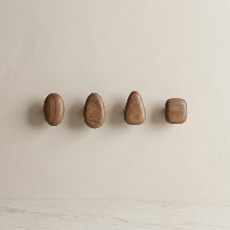 Pebble wall hooks, set of 4