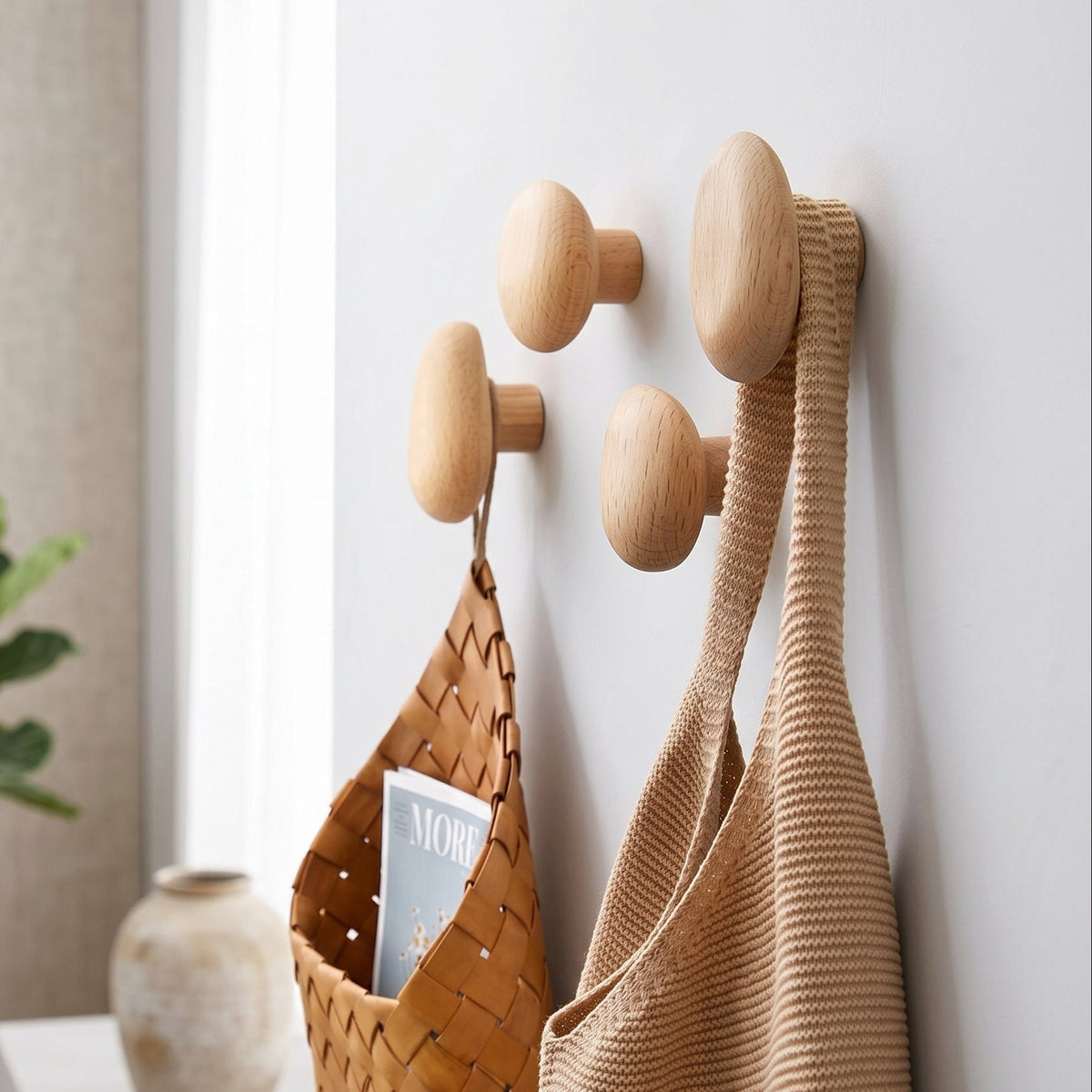 Pebble wall hooks, set of 4