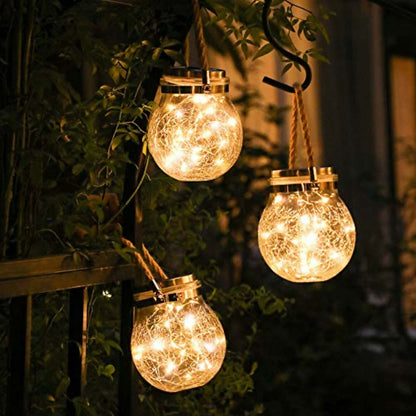 Solarna lampa ogrodowa LED ze szklanym kloszem i wzorem geometrycznym