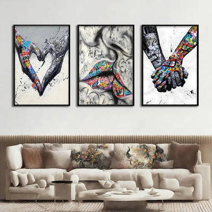 Ensemble de tableaux de graffiti en 3 parties