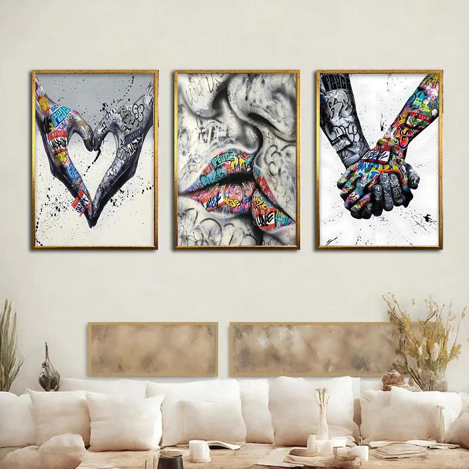Ensemble de tableaux de graffiti en 3 parties