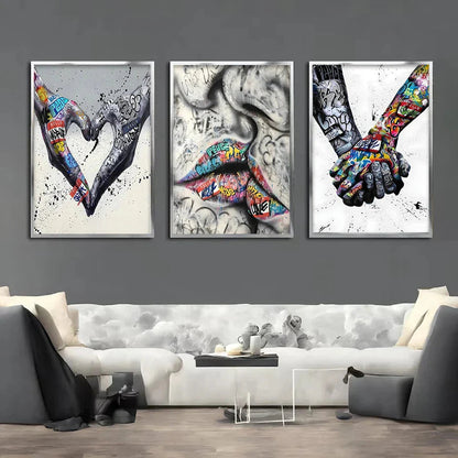 Ensemble de tableaux de graffiti en 3 parties