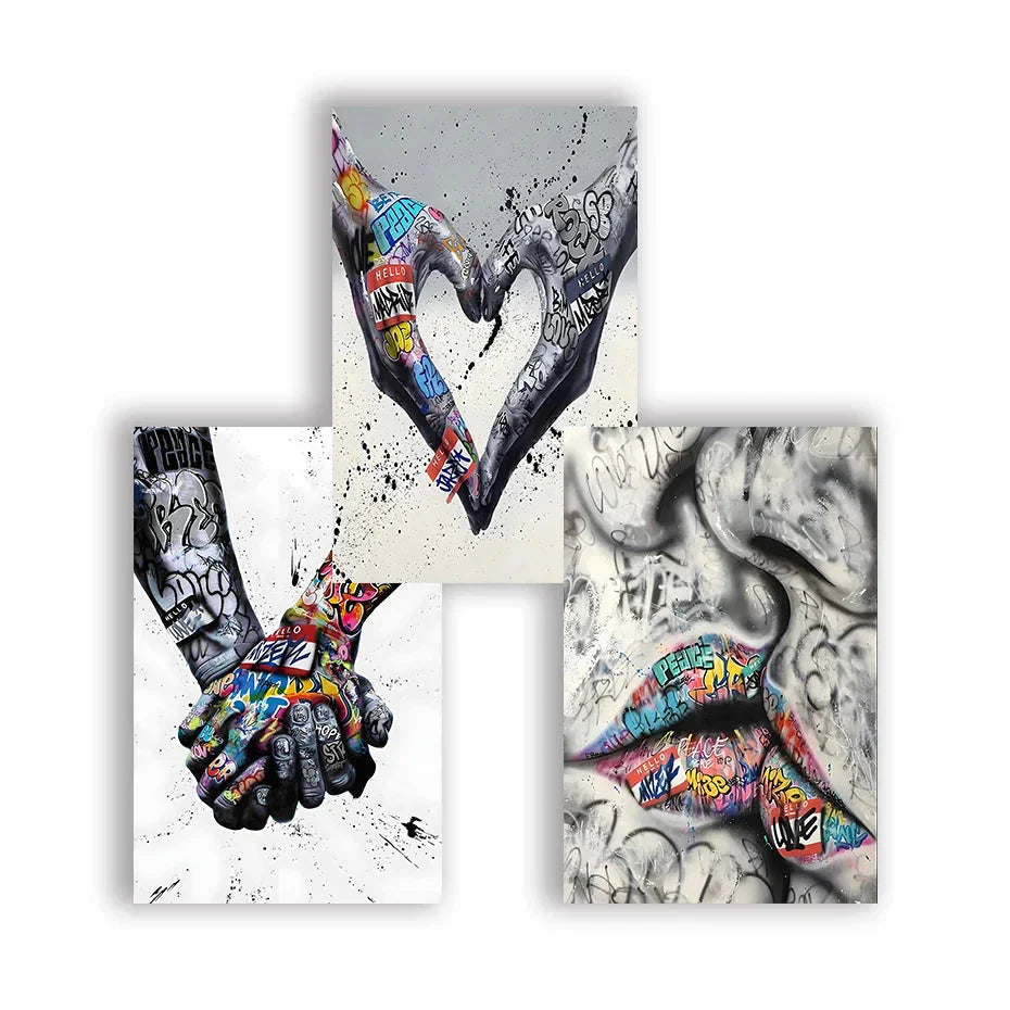 Ensemble de tableaux de graffiti en 3 parties